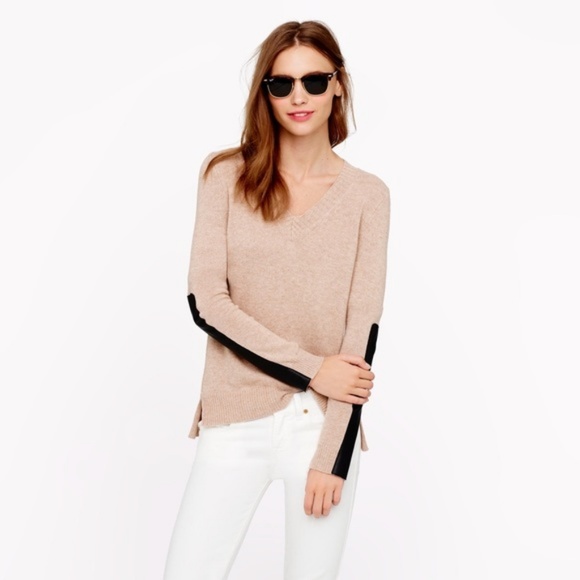 J. Crew Sweaters - J. Crew Leather Panel V-neck Sweater